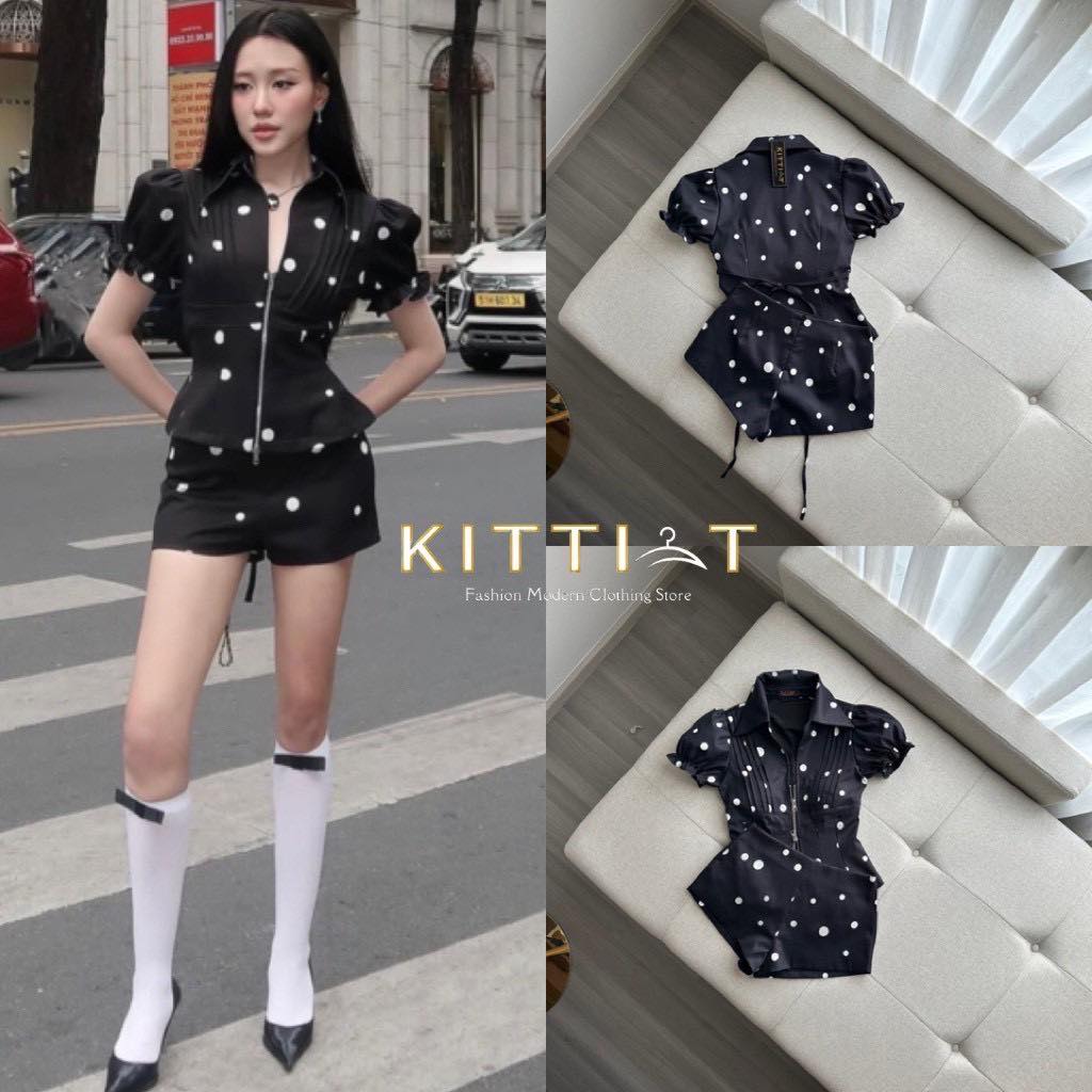 KITTI-T Set (2) ชิ้น เสื้อ+กางเกง เติมความสดใสด้วยลายจุดสุดคิวท์