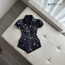 KITTI-T Set (2) ชิ้น เสื้อ+กางเกง เติมความสดใสด้วยลายจุดสุดคิวท์