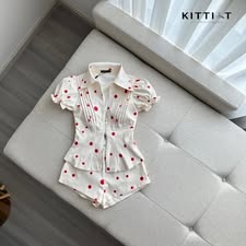 KITTI-T Set (2) ชิ้น เสื้อ+กางเกง เติมความสดใสด้วยลายจุดสุดคิวท์