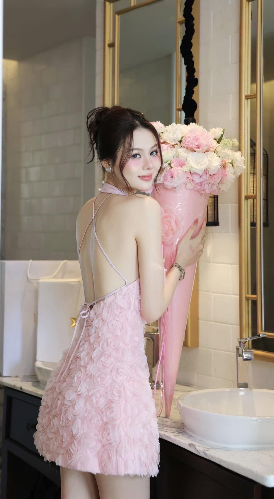 KITTI-T Flora Rosé Mini Dress