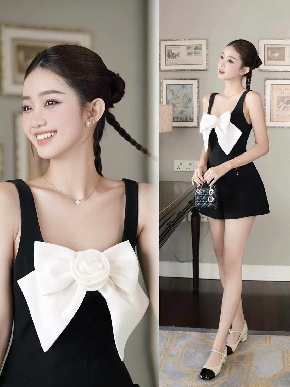 Châu Giang (งานเวียดนามนำเข้า)

มินิจั๊มสูท เพิ่มดีเทลด้วยโบว์พร้อมดอกไม้