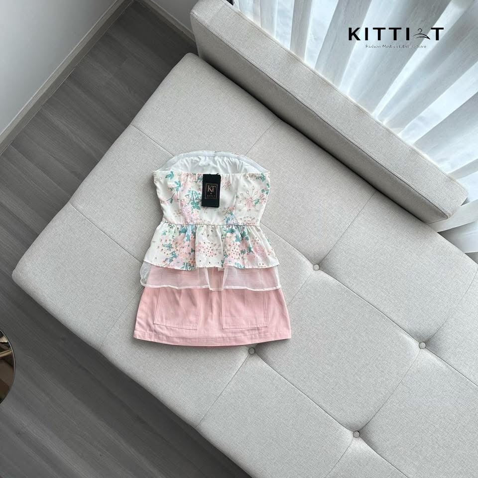 KITTI-T (กิตติที): Set (2) ชิ้น เสื้อ+กระโปรง ลุคหวานๆ ใสๆ