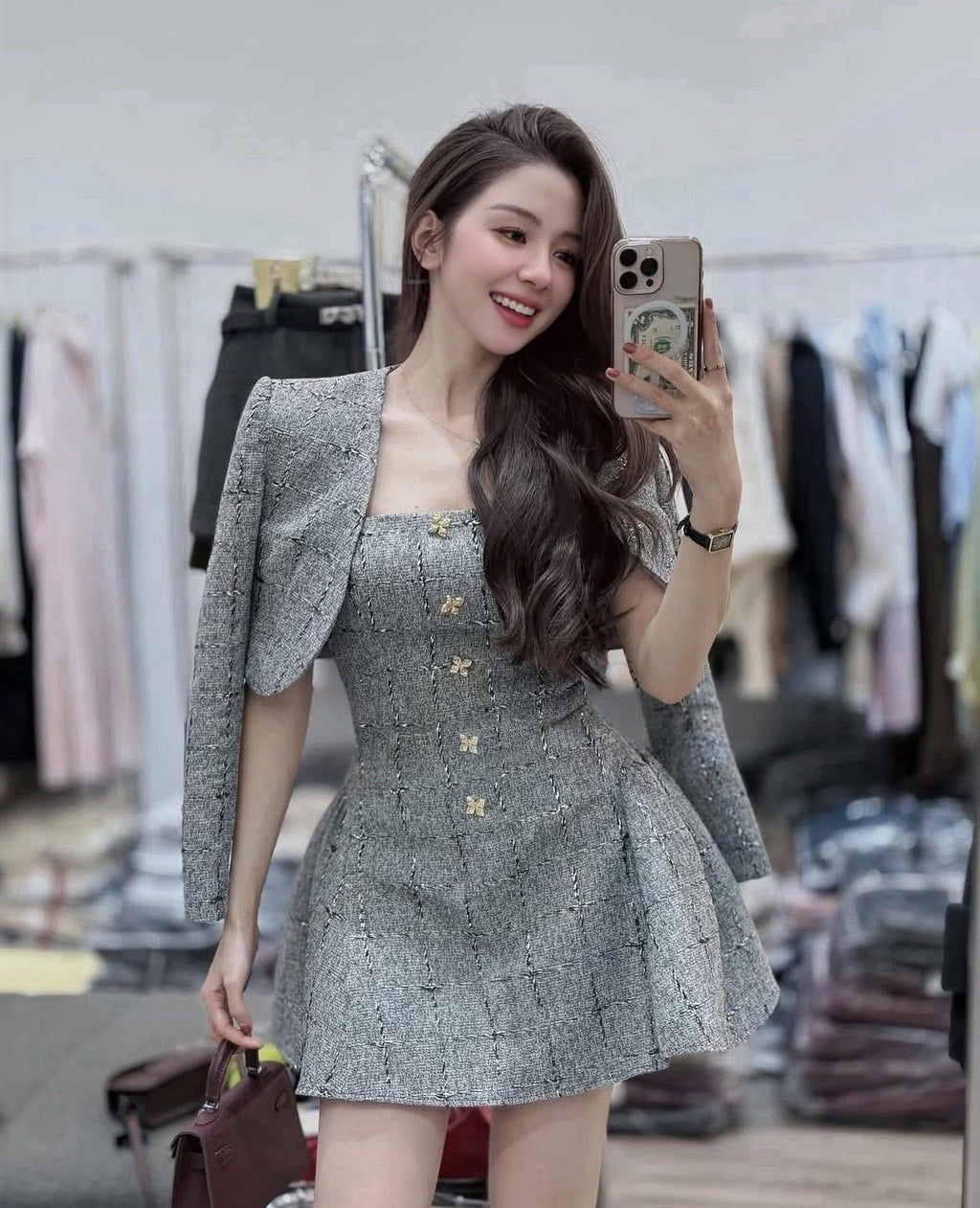 ATN |Clover Tweed Mini Dress Set |เซ็ตเดรสทวีตมินิ + แจ็กเก็ตโบเลโร
